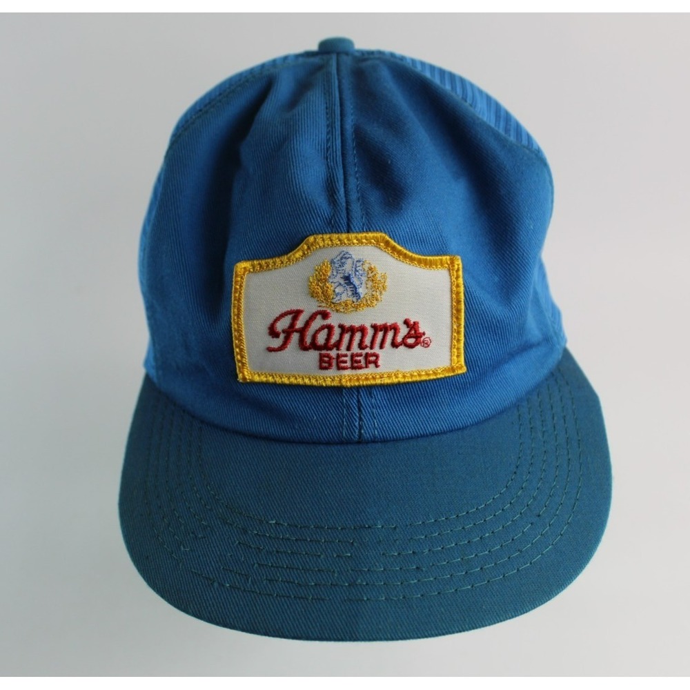 Vintage Hamms Beer Hat Patch Trucker Snapback Mesh Hamm's Minnesota Logo 80's